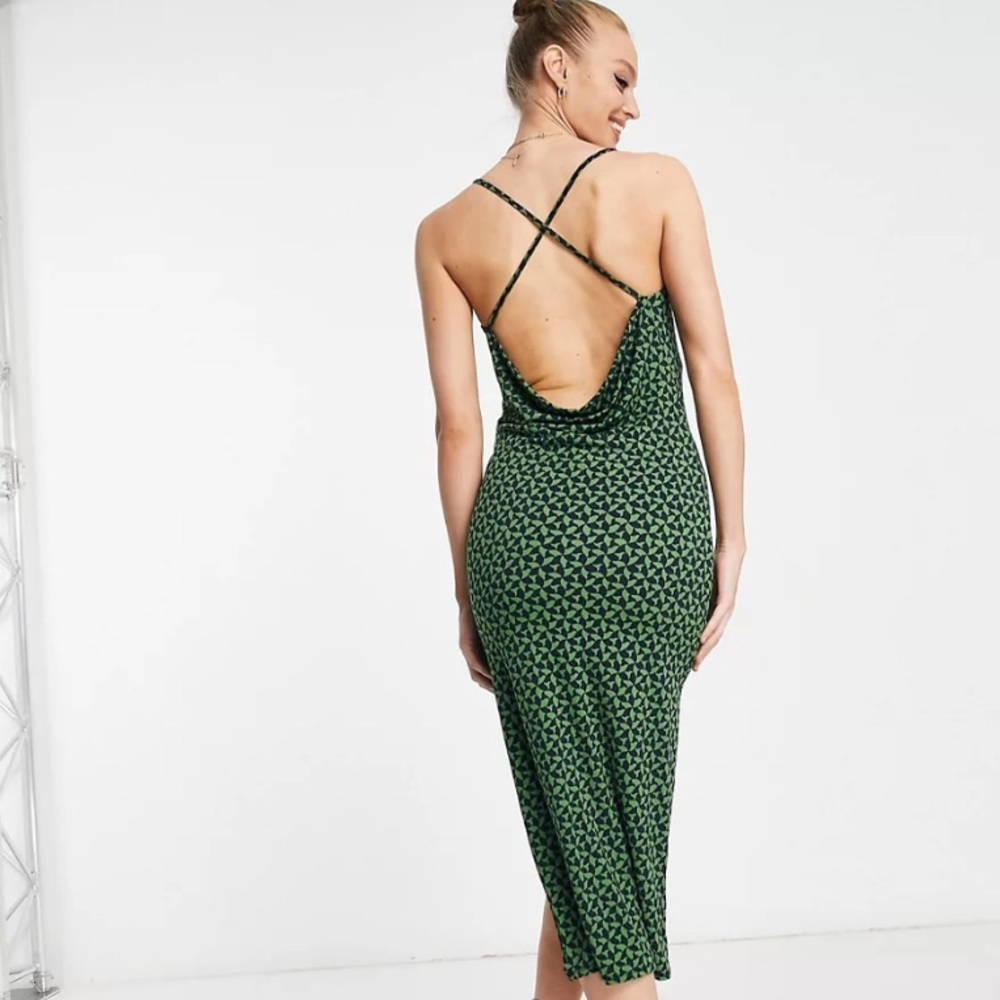 Abercrombie & Fitch cowl neck slip dress in green